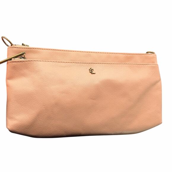 Elliott Lucca Blush Leather Crossbody Bag Chain Strap Zip Pocket - Picture 13 of 14